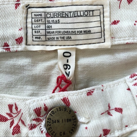 NWT Current Elliott Stiletto Sweet Cream Ditsy jeans Size 29 - Picture 4 of 9